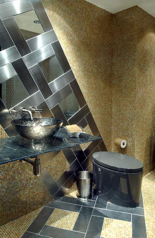 Glass mosaic, stainless steel mosaic